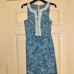 Lilly Pulitzer Gulianna Stretch Shift Dress Blue Blooming Together print size 2